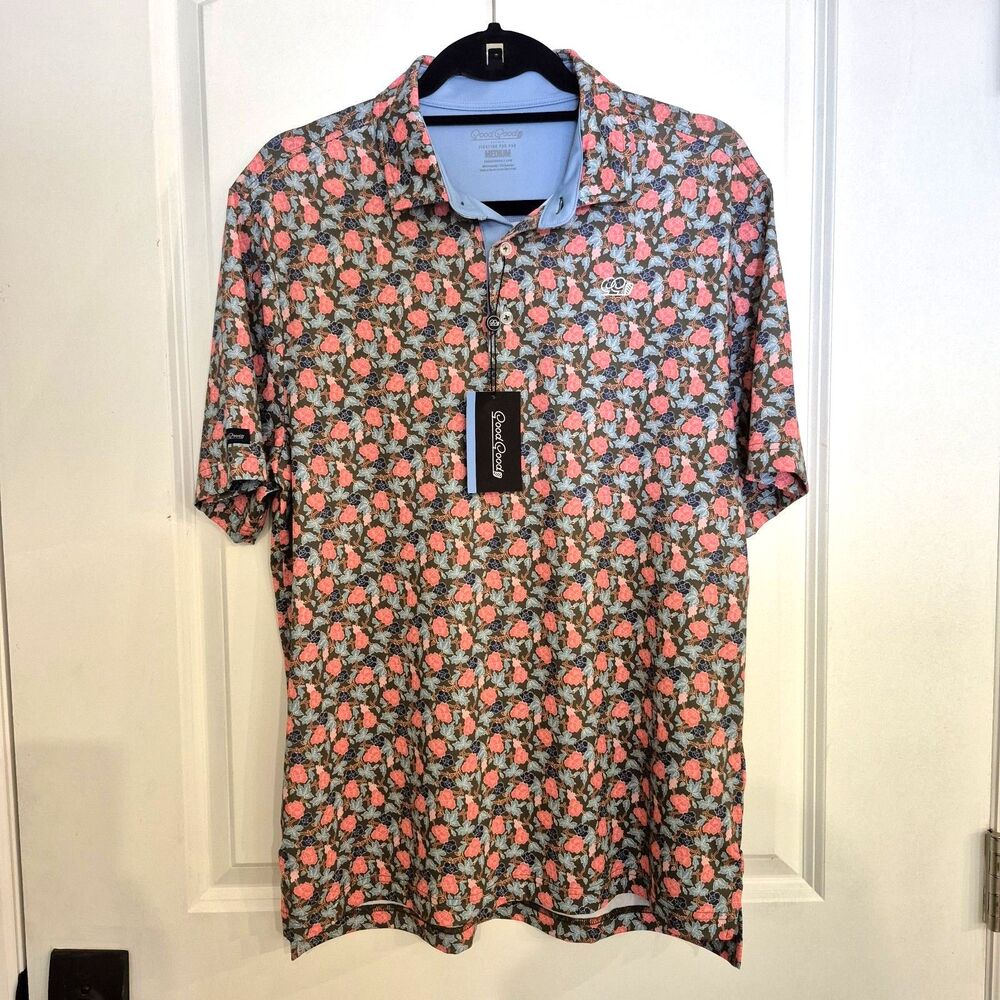 Good Good Golf Polo Shirt Mens XL Through The Green Floral Performance NEW